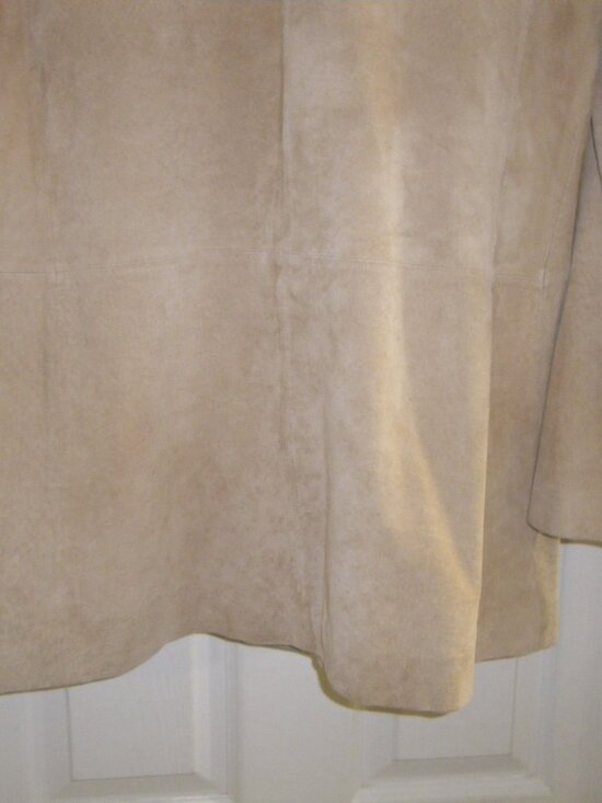 Women’s Suede Leather Three Quarter Length Coat Jacket - Picture 7 of 7